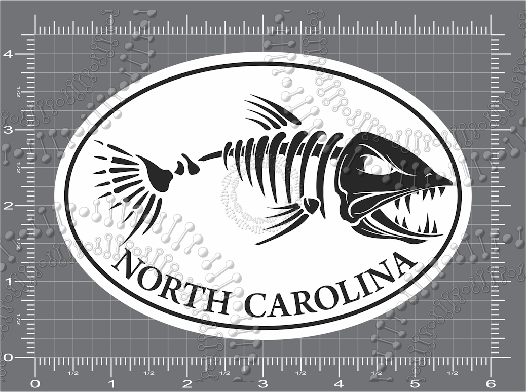 North Carolina - White Fishbonz Decal