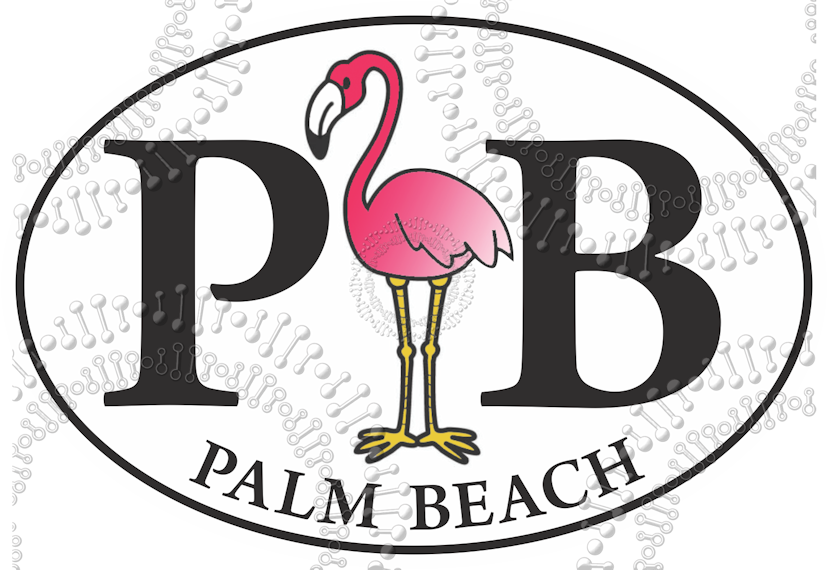 Palm Beach, FL - PB with Flamingo Decal