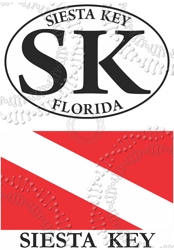 Siesta Key, FL - White SK Oval with Dive Flag Decal