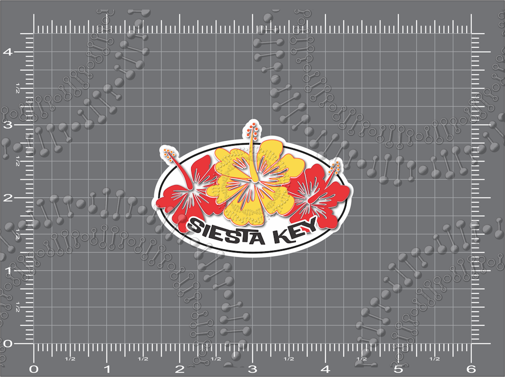 Siesta Key, FL - Red and Yellow Flower Decal