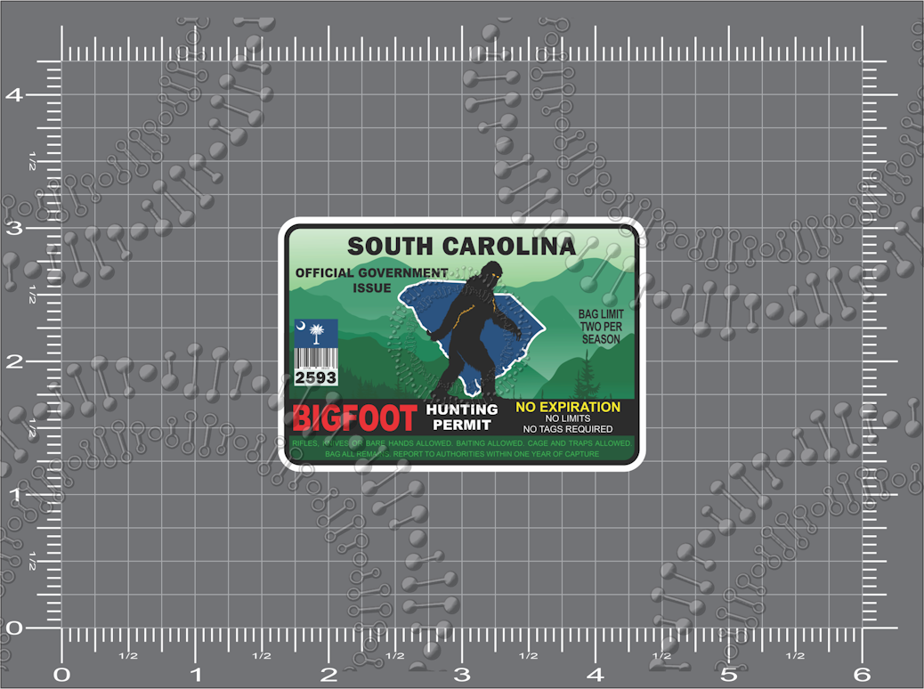 South Carolina - Bigfoot Hunting License Decal