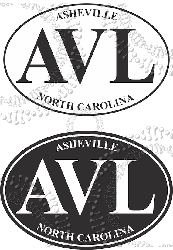 Asheville, NC - AVL Black and White Decal – Decal DNA