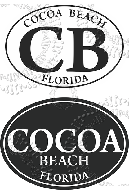 Cocoa Beach, FL - White CB and Black Cocoa Decal