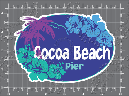 Cocoa Beach, FL - Aloha Blue Cocoa Beach Pier Decal