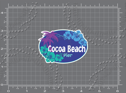 Cocoa Beach, FL - Aloha Blue Cocoa Beach Pier Decal