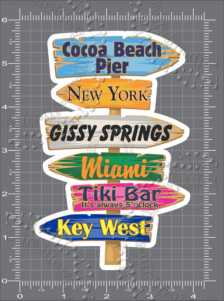 Cocoa Beach, FL - Cocoa Beach Pier Directional Sign Decal