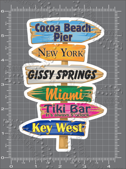 Cocoa Beach, FL - Cocoa Beach Pier Directional Sign Decal
