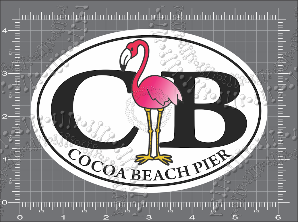 Cocoa Beach, FL - Cocoa Beach Pier Flamingo Decal