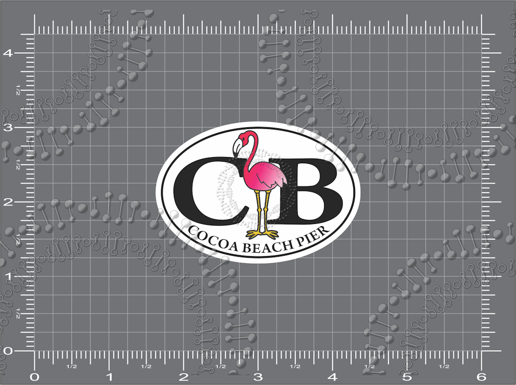 Cocoa Beach, FL - Cocoa Beach Pier Flamingo Decal