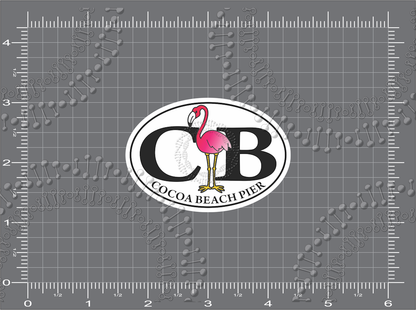 Cocoa Beach, FL - Cocoa Beach Pier Flamingo Decal
