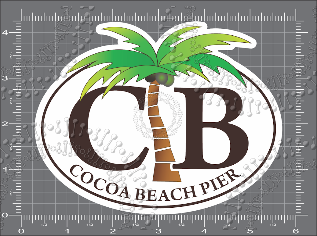 Cocoa Beach, FL - Cocoa Beach Pier Palm Tree Decal