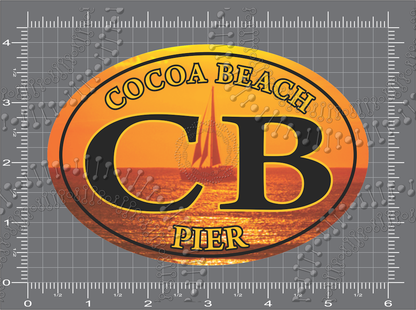 Cocoa Beach, FL - Cocoa Beach Pier Sail Boat Decal