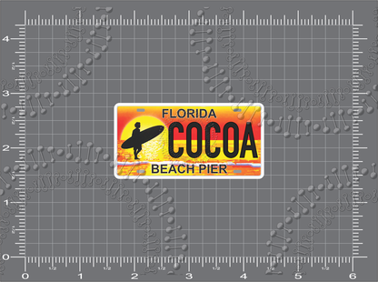 Cocoa Beach, FL - Cocoa Beach Pier Surfer License Plate Decal