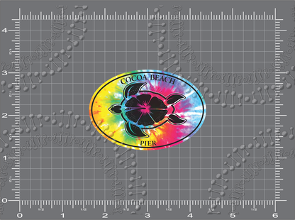 Cocoa Beach , FL - Cocoa Beach Pier Tie Dye Turtle Decal