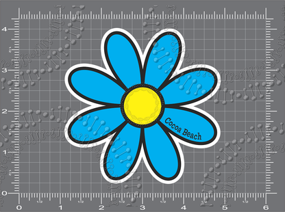 Cocoa Beach, FL - Cyan Daisy Decal