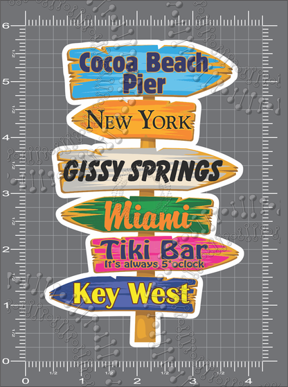 Cocoa Beach, FL - Directional Cocoa Beach Pier Sign Decal