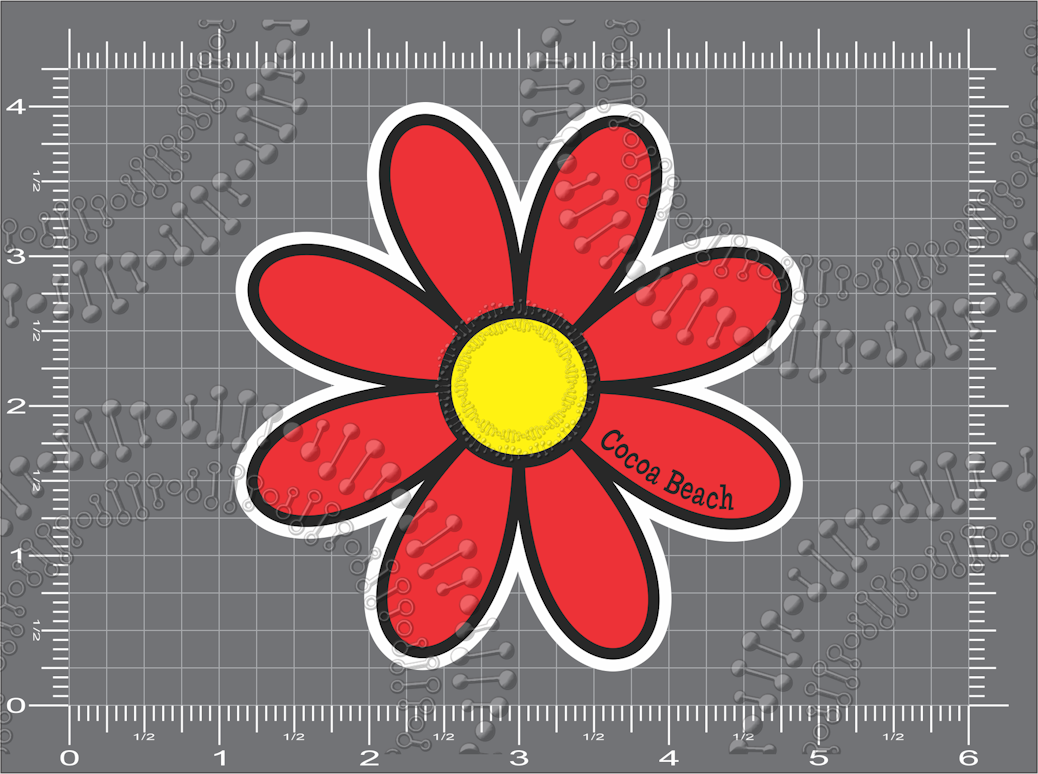 Cocoa Beach, FL - Red Daisy Decal