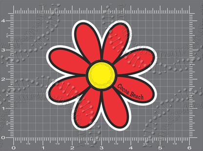 Cocoa Beach, FL - Red Daisy Decal