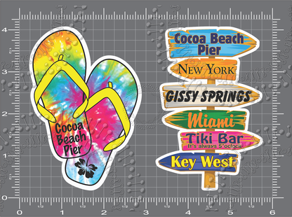 Cocoa Beach, FL - Sandals and Directional Sign Decal