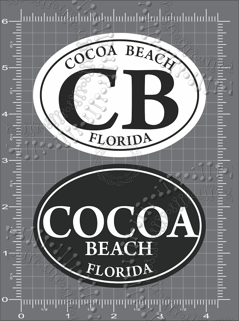 Cocoa Beach, FL - White CB and Black Cocoa Decal