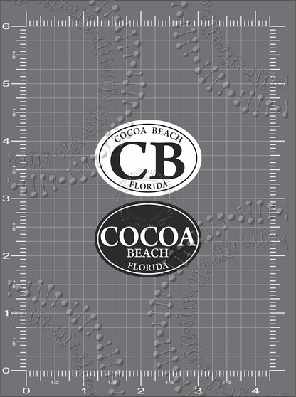 Cocoa Beach, FL - White CB and Black Cocoa Decal
