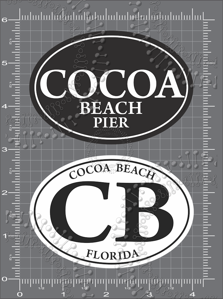 Cocoa Beach, FL - White Cocoa Beach Pier with Black CB Oval