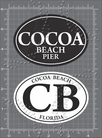 Cocoa Beach, FL - White Cocoa Beach Pier with Black CB Oval