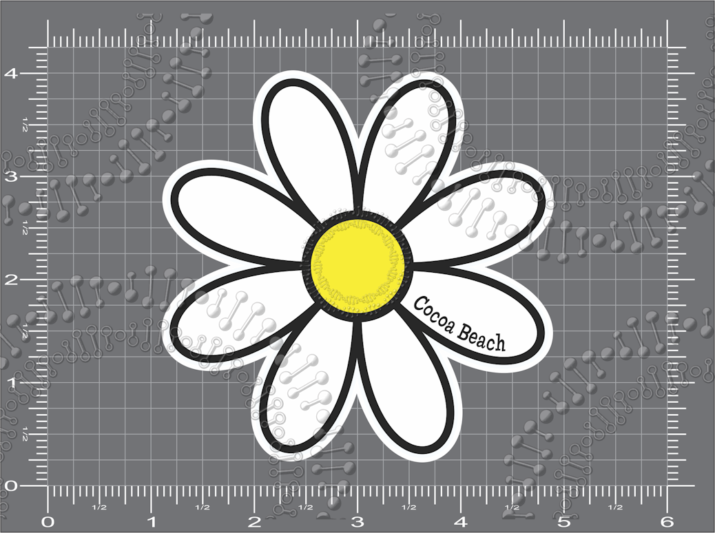 Cocoa Beach, FL - White Daisy Decal