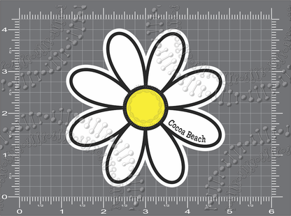 Cocoa Beach, FL - White Daisy Decal