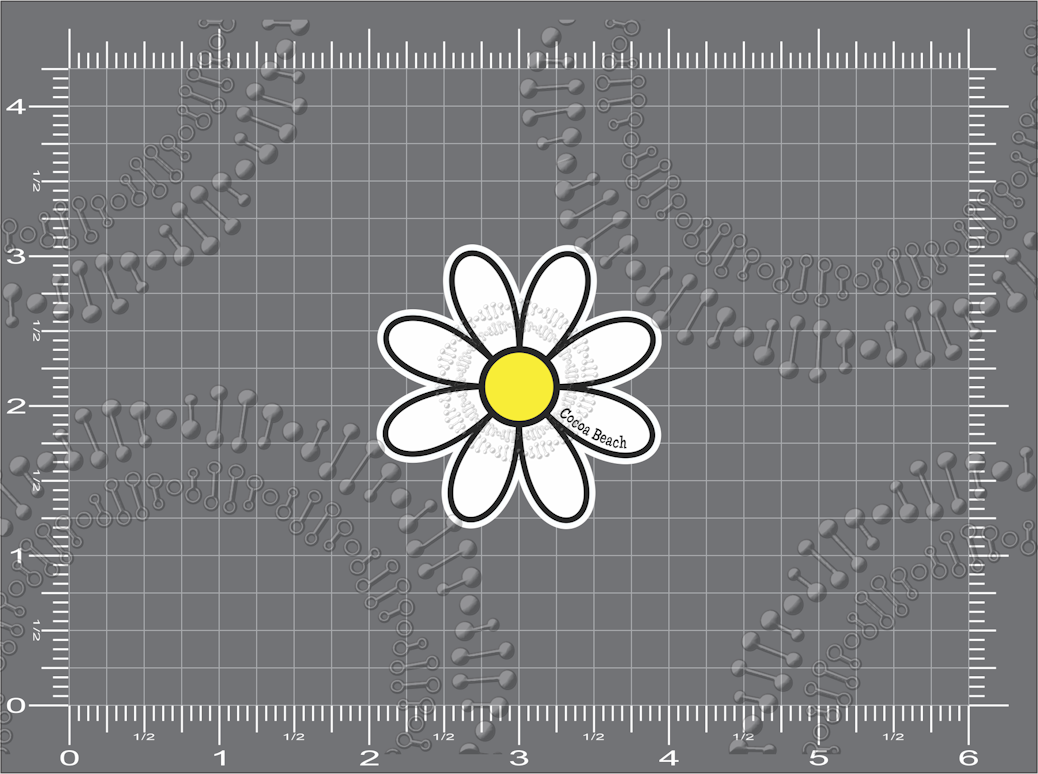 Cocoa Beach, FL - White Daisy Decal