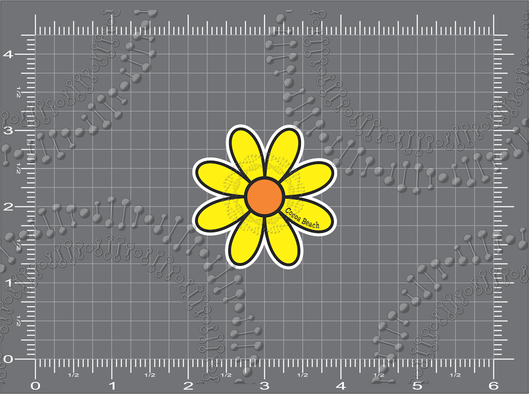 Cocoa Beach, FL - Yellow Daisy Decal