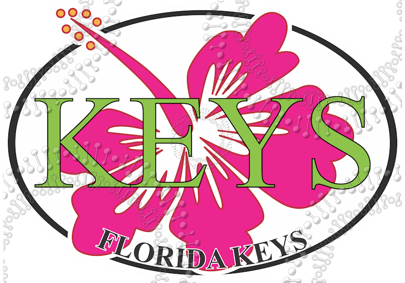Florida Keys - Keys with Pink Hibiscus Decal