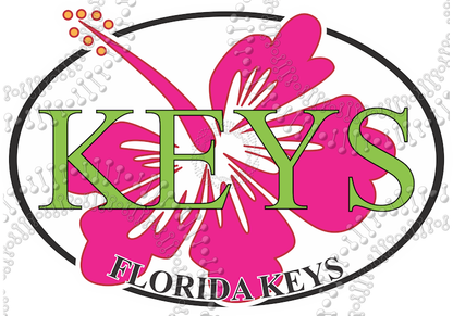 Florida Keys - Keys with Pink Hibiscus Decal