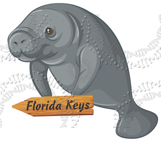 Florida Keys - Manatee with Sign Decal
