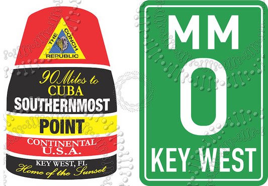 Florida Keys - Southern Most Point and Mile Marker 0 Decal