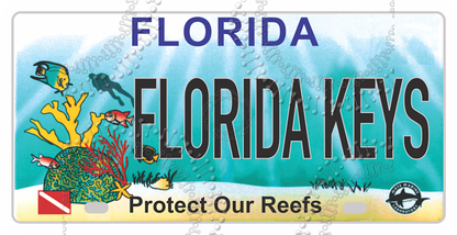 Florida Keys, FL - Reef License Plate Decal