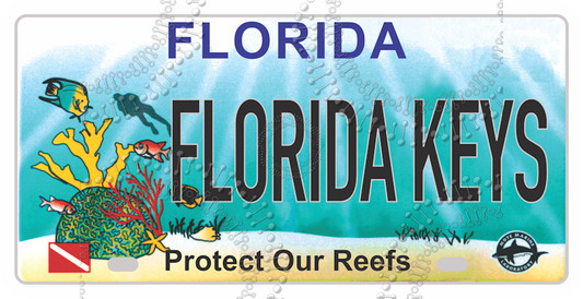 Florida Keys, FL - Reef License Plate Decal