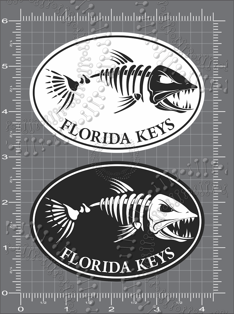 Florida Keys - Black and White Fishbonz Decal