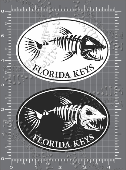 Florida Keys - Black and White Fishbonz Decal
