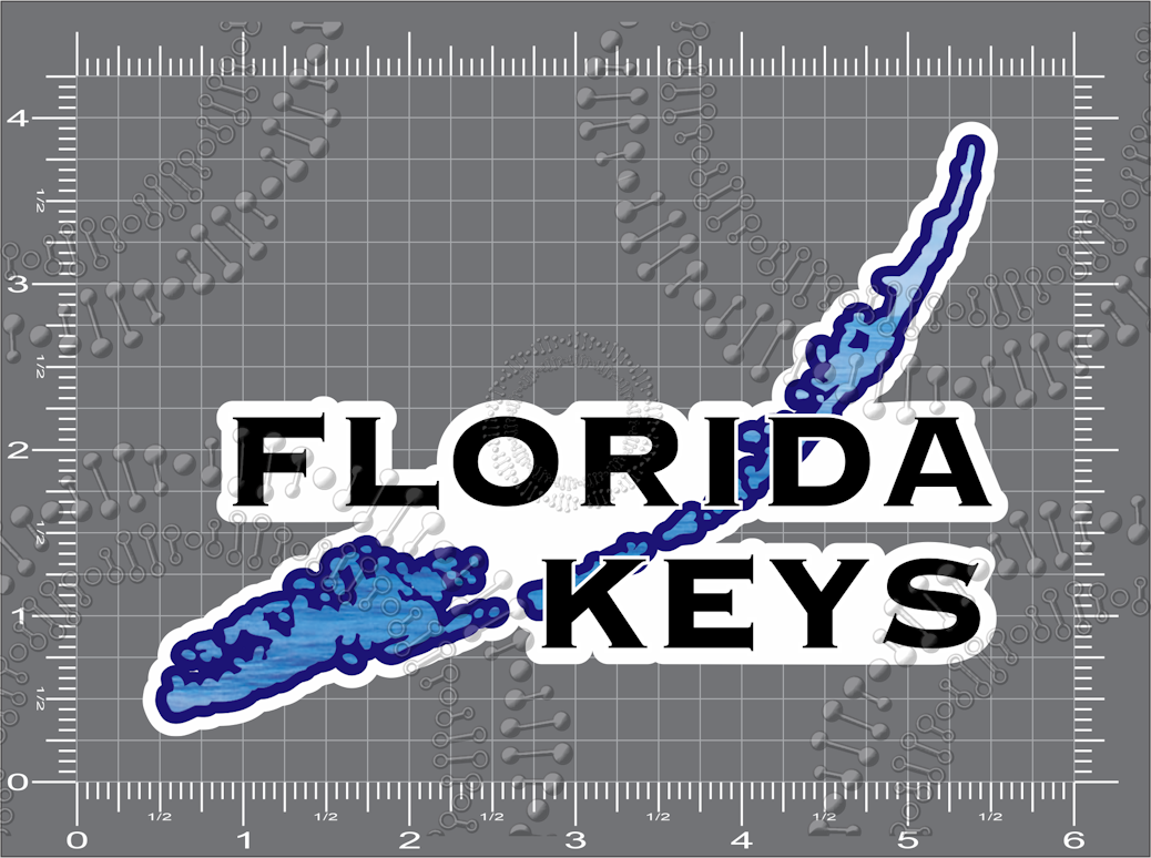 Florida Keys - Block Text with Island Decal