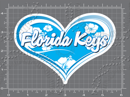 Florida Keys - Cyan Heart Decal