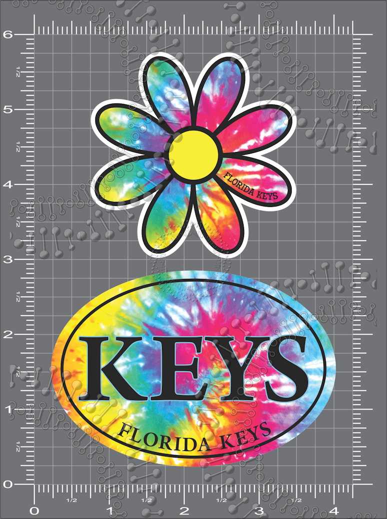 Florida Keys - Daisy  and Oval Tie Dye Decal