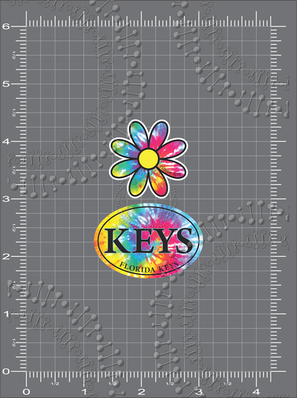 Florida Keys - Daisy  and Oval Tie Dye Decal