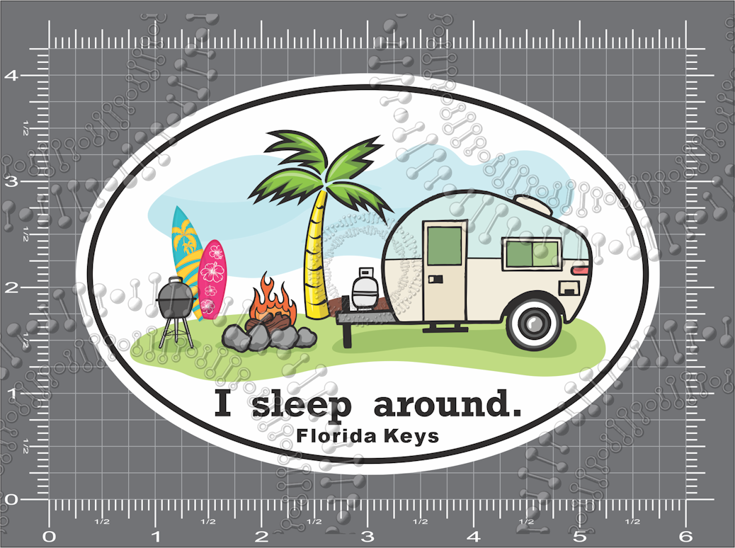 Florida Keys - I Sleep Around with Surfboard Decal