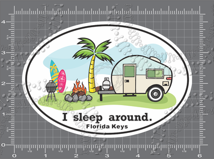 Florida Keys - I Sleep Around with Surfboard Decal