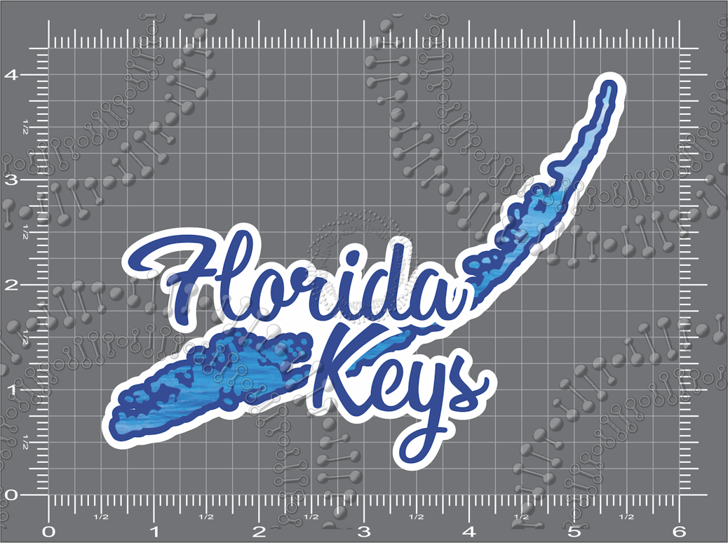 Florida Keys - Island Shape with Cursive Text Decal – Decal DNA