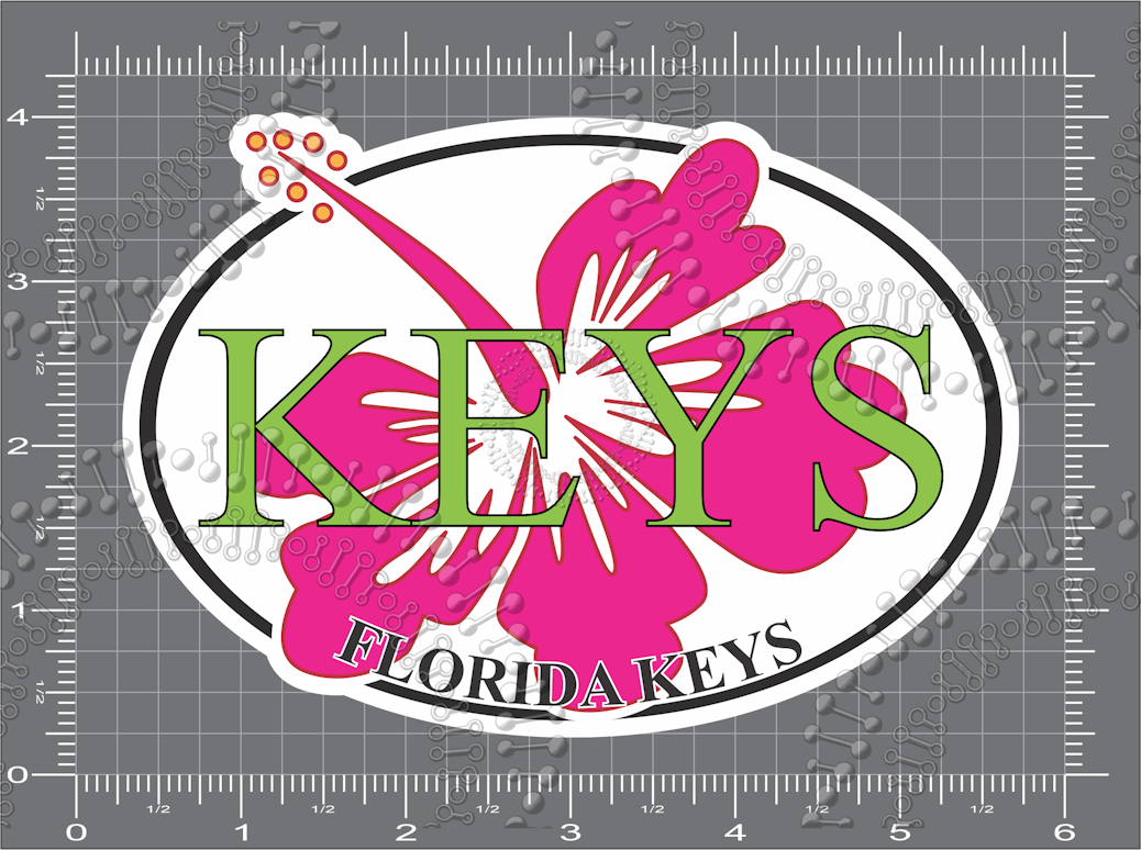 Florida Keys - Keys with Pink Hibiscus Decal