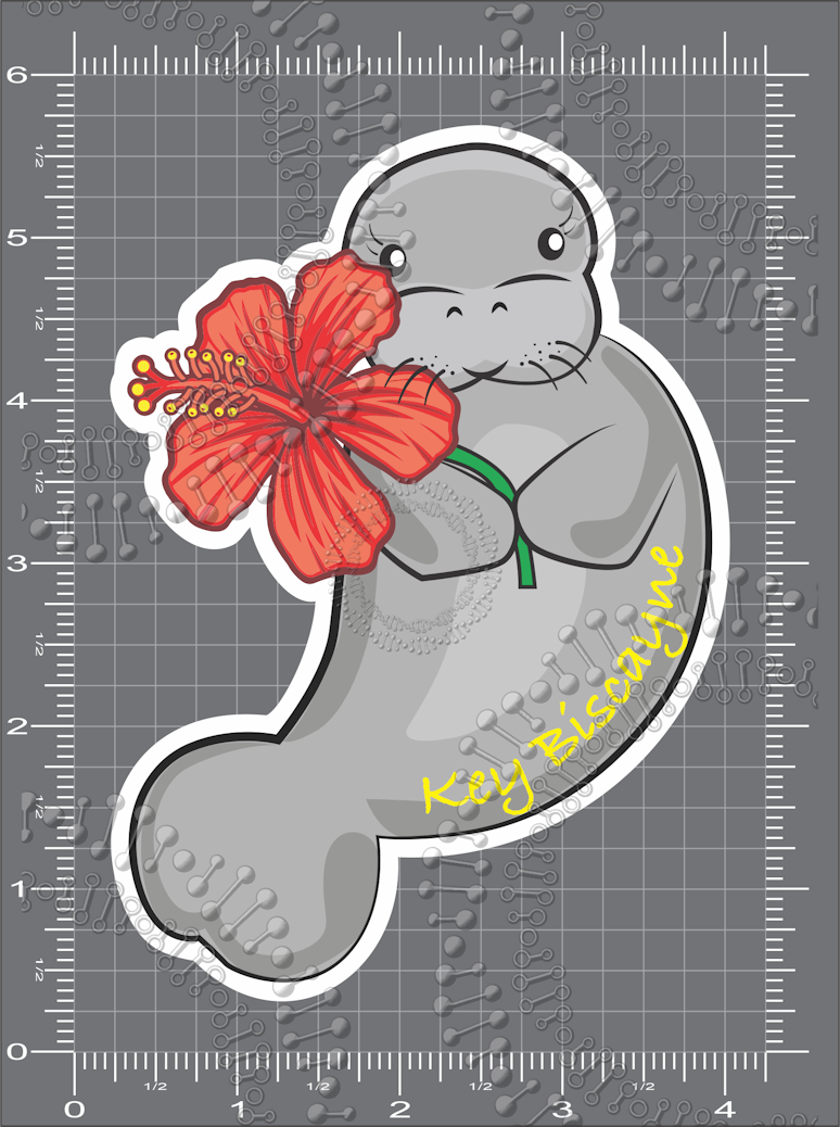 Florida Keys - Manatee with Orange Flower Decal