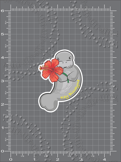 Florida Keys - Manatee with Orange Flower Decal