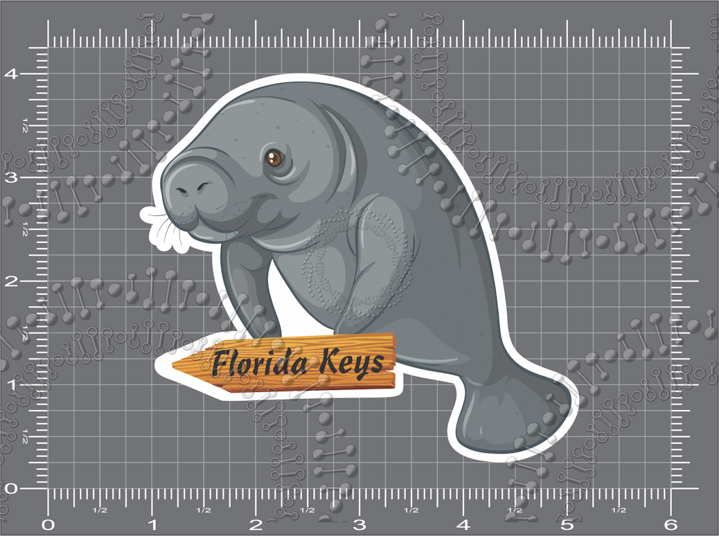 Florida Keys - Manatee with Sign Decal